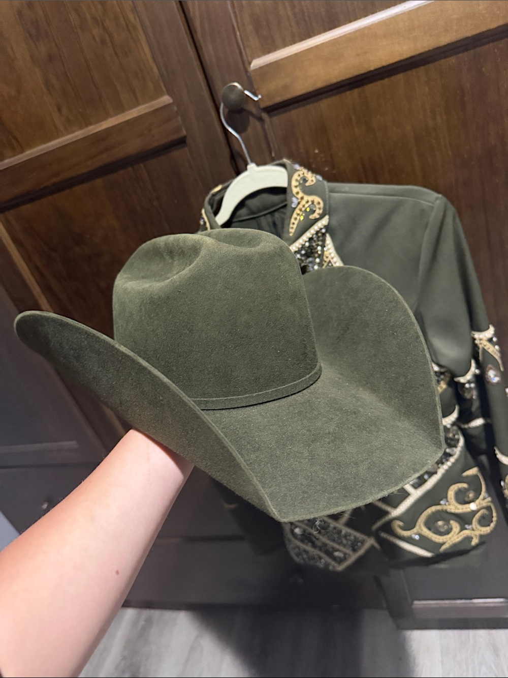 Embellished Olive Green Western Showmanship set